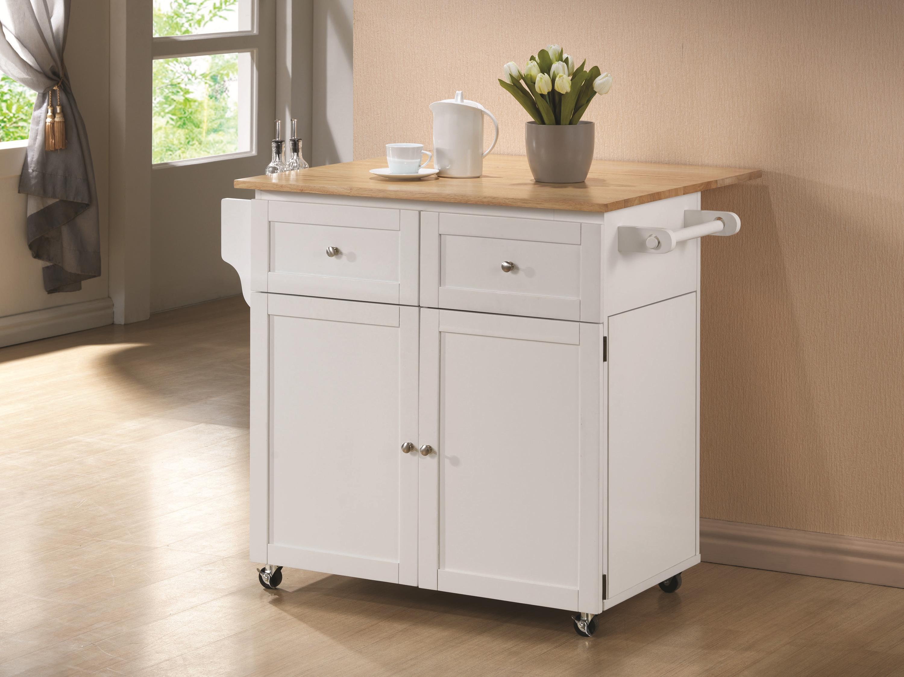 Coaster Kitchen Carts 900558 Kitchen Cart w Leaf Trash